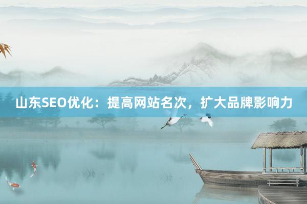 山东SEO优化：提高网站名次，扩大品牌影响力