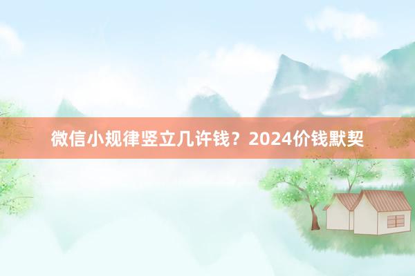 微信小规律竖立几许钱？2024价钱默契